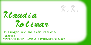 klaudia kolimar business card